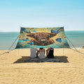 ALAZA Highland Cow Roses Sunflowers Beach Tent Sun Shelter Portable Canopy Sunshade for Outdoor Camping Picnics Backyard Fun 10x9 ft