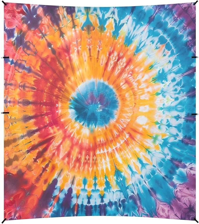 ALAZA Tie Dye Rainbow Color Beach Tent Sun Shelter UPF50+ Protection Beach Shade Canopy w/ 4 Sandbags for Outdoor Camping Fishing Backyard Fun Picnic 10x9 ft