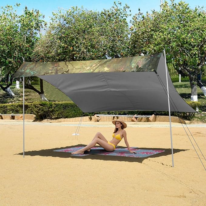 ALAZA Salamander Axolotl Animal Beach Tent Sun Shelter UPF50+ Protection Beach Shade Canopy w/ 4 Sandbags for Outdoor Camping Fishing Backyard Fun Picnic 10x9 ft