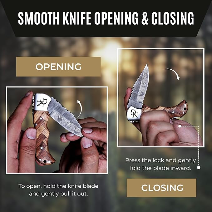 Custom Pocket Knife gifts for Men Personalized Damascus Folding Knife Engraved Gifts for Him Dad Boyfriend Husband Anniversary Groomsmen Gifts. Custom Knife for Camping Hunting Everyday Carry (