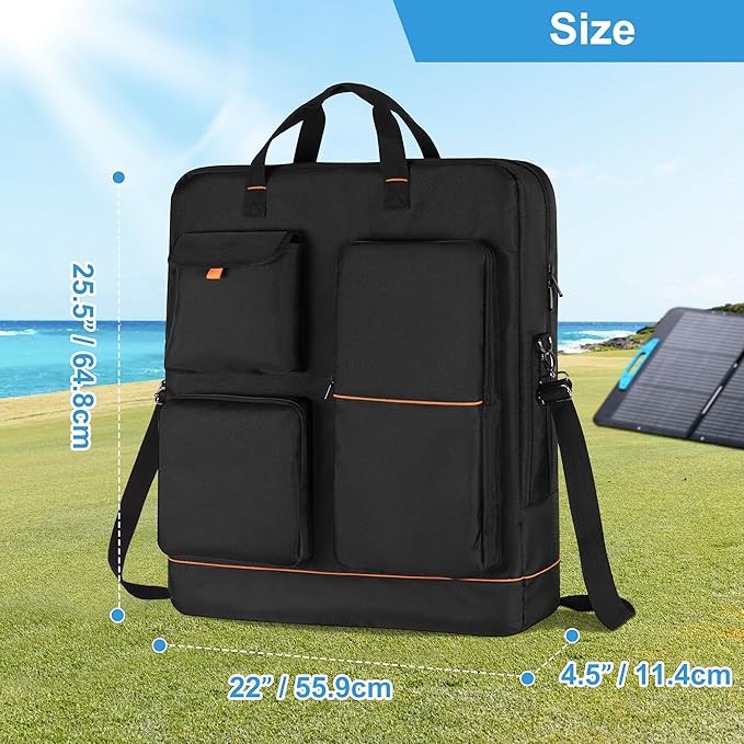 HODRANT Solar Panel Bag Carrying Case Compatible with Anker SOLIX PS30 PS100 PS200 Double-layer Storage Carrier for 2 Panels Protective Travel Organizer with Multi Pockets &amp Shoulder Strap