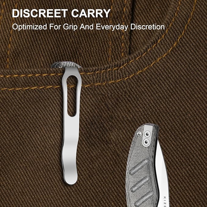 Kizer C01C 2.9 CD Sheepdog Pocket Knife 2.95 Elmax Drop Point Blade Folding Knife with Black Norplex UltreX™ Micarta Handle Small EDC Camping Survival Knives with Thumb Stud Ki3488.29CDA2