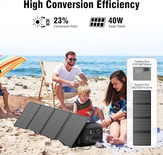 SinKeu Solar Powered Generator 300W Peak/70400mAh 260Wh Portable Power Station with Panels 40W Included Solar Generator with AC Outlet 110V for Home Use Camping Outdoor Power Backup