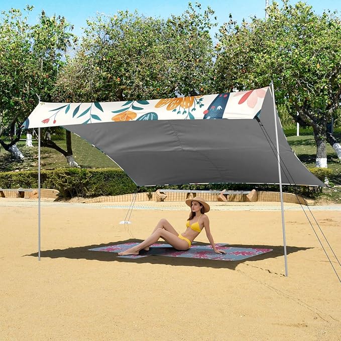 ALAZA Cacti Succulents Floral Seamless Beach Tent Sun Shelter Portable Canopy Sunshade for Outdoor Camping Picnics Backyard Fun 10x9 ft