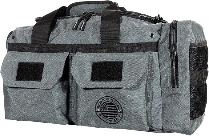 Serious Steel Fitness Gym Bag 1000D Nylon Duffel Bag Heavy Duty (Grey - Mid Bud 2.0)