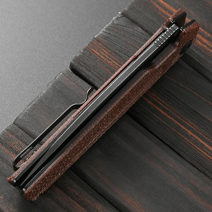 Sitivien ST152 Folding KnifeK110(D2) Steel Blade with Micarta Handle EDC Tool Knife for Outdoor CampingHikingFishing(Brown)