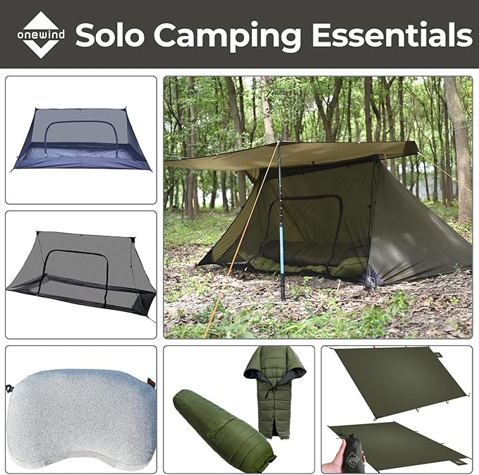 Onewind Emergency Shelter Survival Shelter Tent Lightweight Reusable Rainproof Windproof Shelter for Camping Hiking Backpacking and Camping Cot OD Green