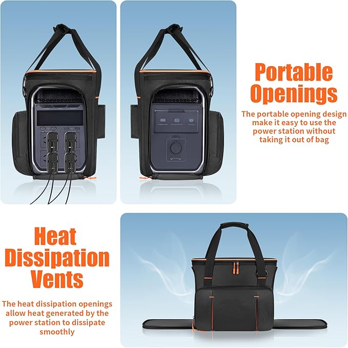 Power Station Carry Bag Compatible with ECOFLOW DELTA 3 Classic/DELTA 3 Plus/Dleta 3 Portable Carrying Bag with pocket &amp Portable Opening with Carry Handle &amp Adjustable Shoulder Strap