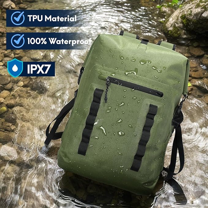 Haimont Waterproof Dry Backpack 30L TPU Lightweight Roll Top Dry Bag for Men Women Beach Kayaking Travel Hiking
