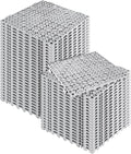 MYFAMIREA Modular Interlocking Cushion 48 Pack 11.8 x 11.8 Rubber Floor Tiles Non-Slip Splicing Drainage Mats for Deck Gray