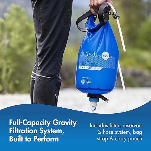 Katadyn Gravity BeFree 6L Water Microfilter Camping Backpacking Emergency Preparedness Blue