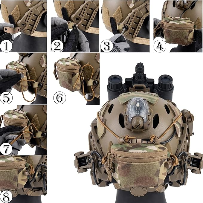 Multi Functional Helmet Battery Pack Airsoft Helmet Weight Pack Balance Retention Anchoring Integrated Node Pocket Universal Rear Bag Tactical Accessories Storage