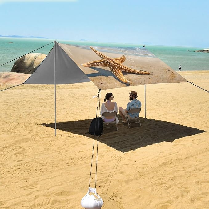 ALAZA Funny Starfish Summer Beach Palm Sand Beach Tent Sun Shelter Portable Canopy Sunshade for Outdoor Camping Picnics Backyard Fun 10x9 ft