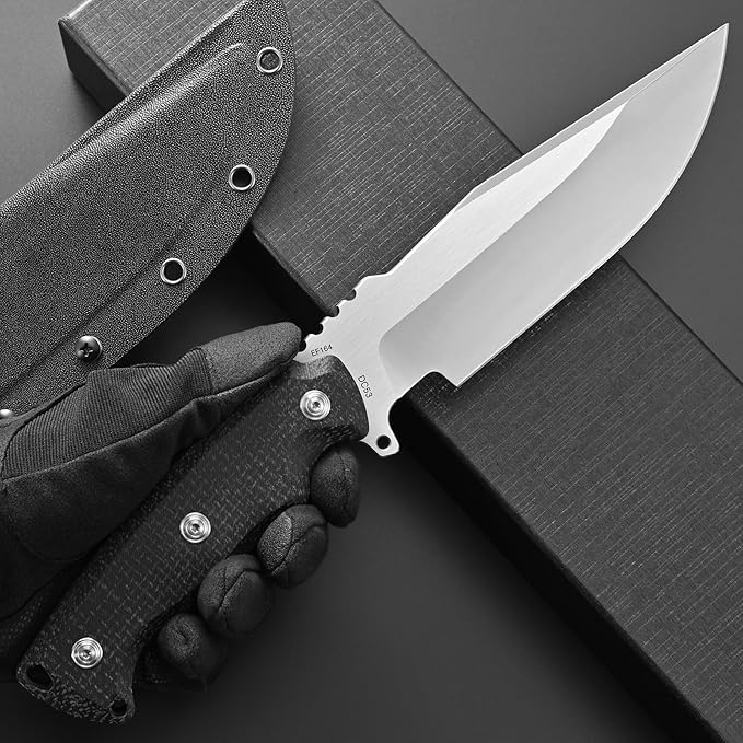 Eafengrow EF164 Fixed Blade Knife DC53 Steel Blade Micarta Handle Full Tang EDC Tool Fix Knifes for Outdoor Camping Hunting Survival