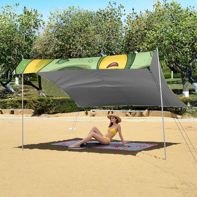 ALAZA Funny Avocado Beach Tent Sun Shelter Portable Canopy Sunshade for Outdoor Camping Picnics Backyard Fun 10x9 ft