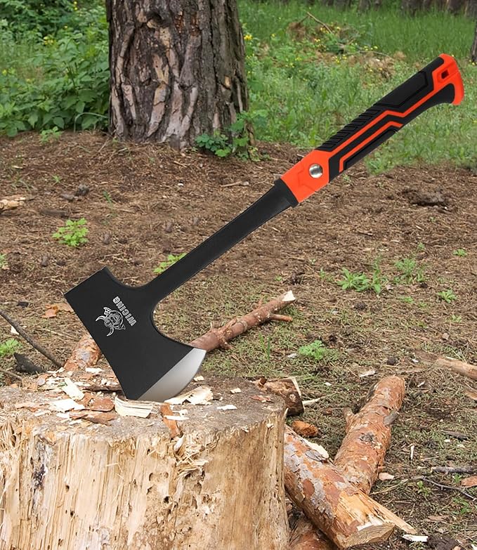 17 Hatchet Camping Axe High Carbon Steel &amp Non-Slip Shock-Absorbing Grip with Nylon Sheath