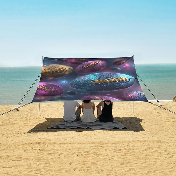 ALAZA Rugby Pattern Beach Tent Sun Shelter Portable Canopy Sunshade for Outdoor Camping Picnics Backyard Fun 10x9 ft