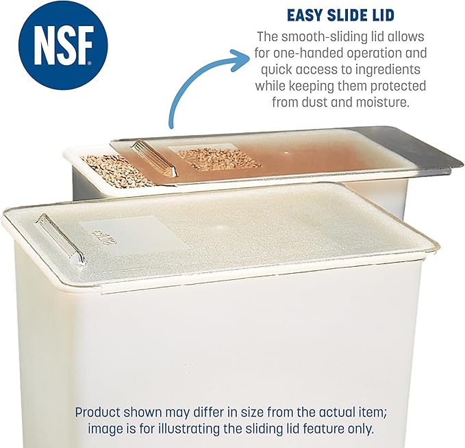 Carlisle FoodService Products BIN2702 Portable Ingredient / Food Storage Bin with Sliding Lid 27 Gallon White