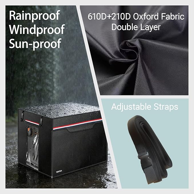 Generator Covers While Running 600D+210D Oxford Fabric Double Layer 30x30x26 Inches Fits 6000-11000W Model Black
