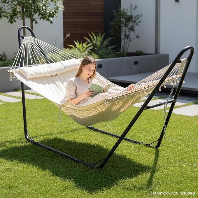 ONCLOUD 2-Person Hammock Stand Only Heavy Duty Steel Hammock Frame550-660 LBS Capacity Hammock Stand for OutsidesGarden Courtyard and Balcony Fits 9.6-14ft Hammocks Black