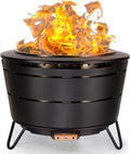 TIKI 27.5-Inch Smokeless Reunion Fire Pit Large Outdoor Fire Pit for Gatherings Wood Burning with Removable Ash Pan &amp Weather-Resistant Cover Modern Black Design – Perfect for Patio &amp Backy