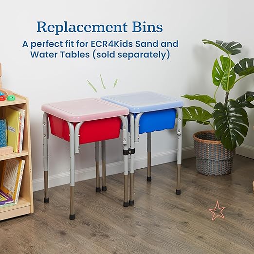 ECR4Kids Square Bin with Lid Storage Containers Red 2-Pack
