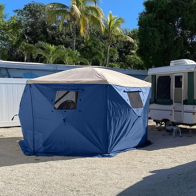 Clam Quick-Set Wind &amp Sun Panels 3-Pack – Slate Blue Sidewalls – Fits Traveler Venture &amp Escape – Full Coverage Shade &amp Privacy – Carry Bag – Tent Not Included
