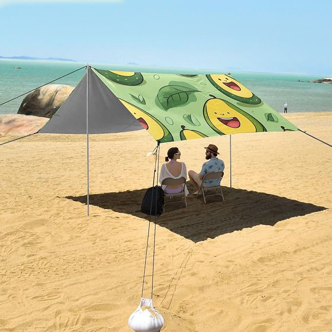 ALAZA Funny Avocado Beach Tent Sun Shelter Portable Canopy Sunshade for Outdoor Camping Picnics Backyard Fun 10x9 ft