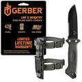 Gerber Gear LMF II Infantry Survival Knife Made in USA Military Grade Tactical Fixed Blade with Serrated Edge Shock Absorbing Handle Molle Sheath and Sharpener Green
