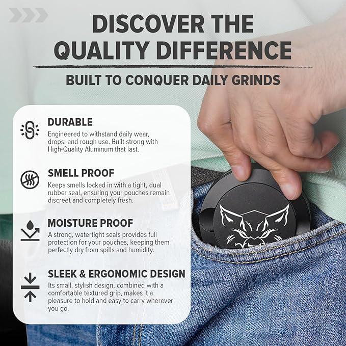 Premium Zyn Metal Can - Waterproof Moisture &amp Odor Proof - Metal Zyn Container - Dip Can Zyn Tin Zyn Holder with Knurled Edges Aluminum Zyn Can &amp Organizer