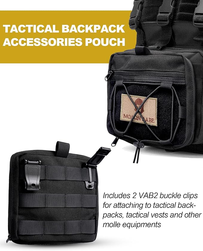 VIPERADE CHP3 Small Tactical MOLLE Admin Pouch Utility EDC Tool Bag Organizer with Elastic Cord Modular Pouch Attaches to Backpacks Vests Belts