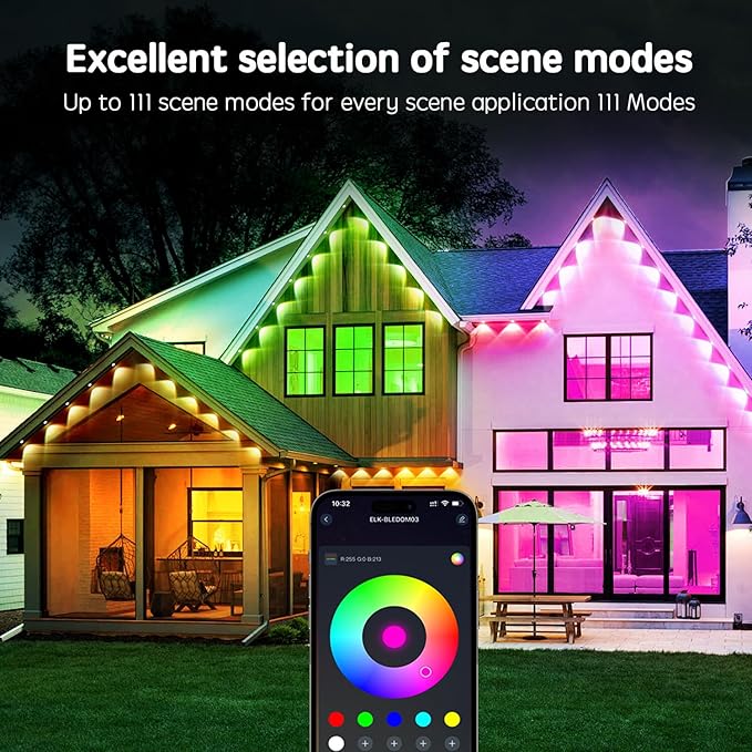 100FT RGB Permanent Outdoor LightsWaterproof Smart LED Eaves Lights with App/Remote Controlfor Christmas and All Holiday DecorDaily and Accent LightingHouse Roof and Garden