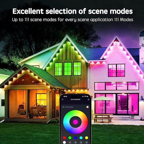 100FT RGB Permanent Outdoor LightsWaterproof Smart LED Eaves Lights with App/Remote Controlfor Christmas and All Holiday DecorDaily and Accent LightingHouse Roof and Garden