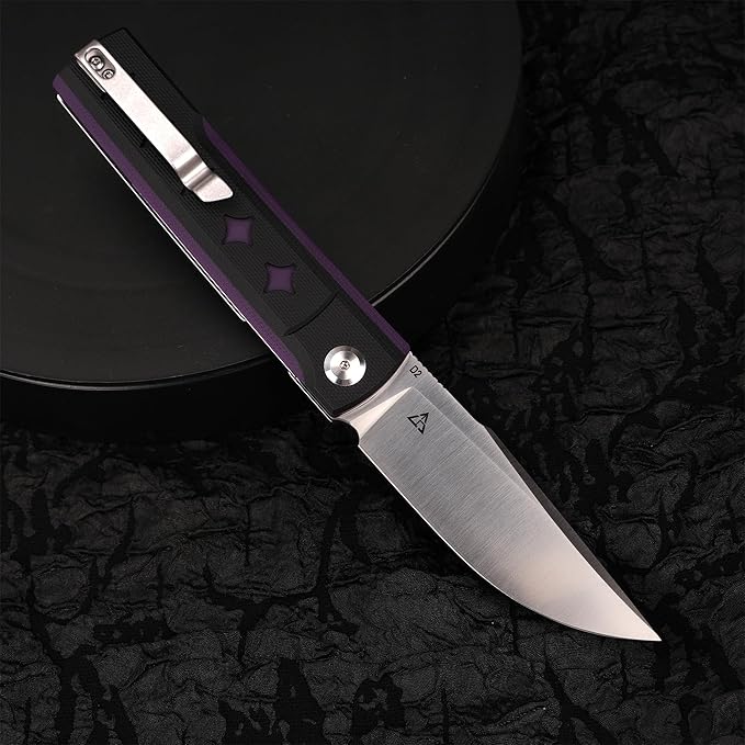 KATSU 3.3 D2 Steel Pocket Folding Knife G10 Handle Utility EDC Tool Smooth Pivot &amp Deep Carry Clip for Camping Hiking and Daily Use