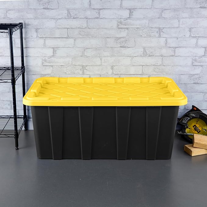 Sterilite 16-Pack Industrial Tote Plastic Storage Container Bins with Lids 38 Gallon - Heavy-Duty Organizing Containers for Closet Bathroom and Office