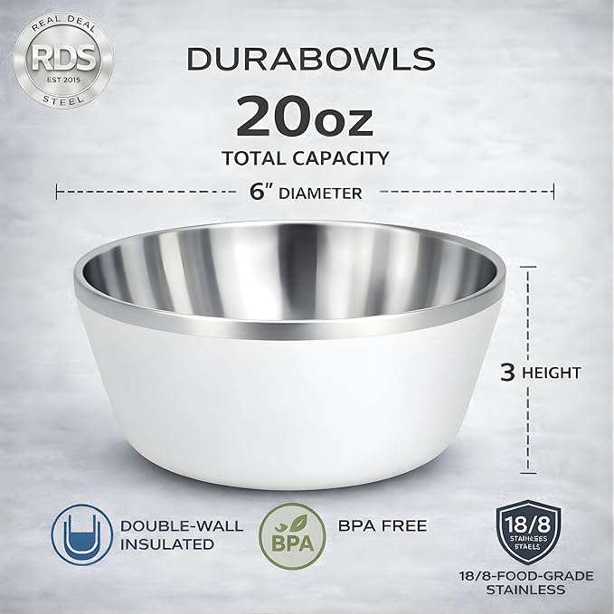 Stainless Steel Insulated Bowls - Set of 4-20 Oz Double Wall Metal Bowls for Ice Cream Soup Cereal Snack Rice Dish Camping (Assorted 1 (Black White Blue Natural))