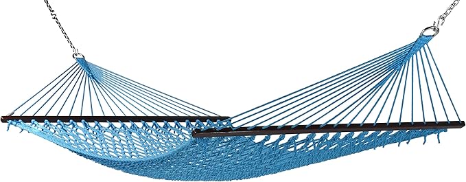 Rope Hammock and Tri Beam Stand (Light Blue Hammock and Black Stand)