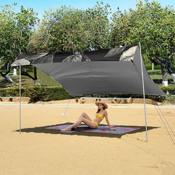 ALAZA Hand Drawn Rose Beach Tent Sun Shelter Portable Canopy Sunshade for Outdoor Camping Picnics Backyard Fun 10x9 ft