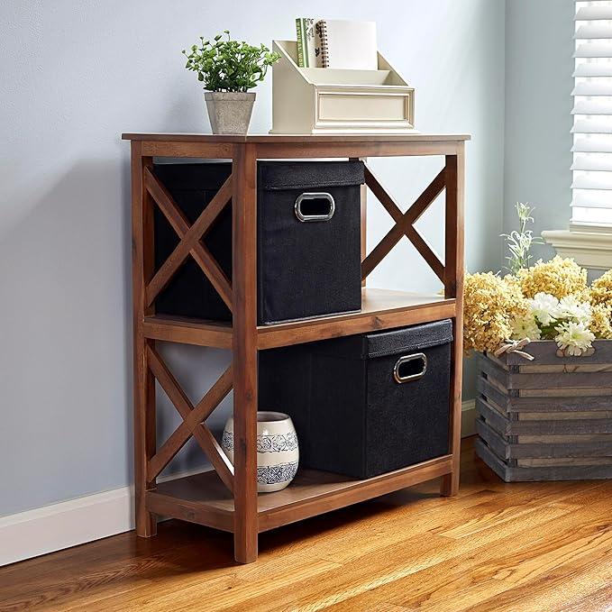 Household Essentials 34-1 Decorative Storage Cube Set with Removable Lids | Black | 16-Pack
