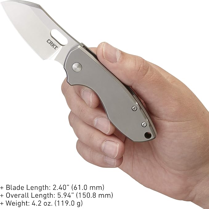 CRKT Pilar EDC Folding Pocket Knife: Compact Everyday Carry Satin Blade with Finger Choil Thumb Slot Open Frame Lock Stainless Handle Reversible Pocket Clip 5311