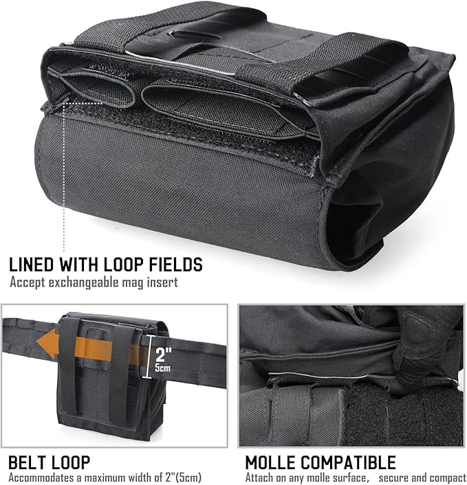 WYNEX Tactical Molle GP Pouch Utility EDC Pouch with Two Mag Insert Small Tool Pouches Organizer Compact Multi-Purpose Waist Bag for Belt Vest