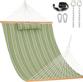 Lazy Daze Hammocks 12 FT Sunbrella Fabric Hammock not Fading with Spreader Bars and Free Pillow Fits for 2 Persons All Weather and Fade Resistant 450 lbs Capacity Foster Surfside with RAIN Finish