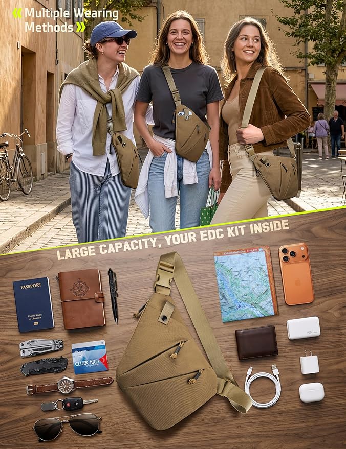 WYNEX Tactical Crossbody Sling BagConcealed Carry Bag for Men WomenAnti Theft Crossbody Bags CCW Bags EDC Carry
