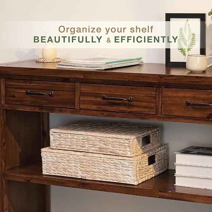 84ECO Set of 2 Decorative Storage Boxes With Lids for Home Decor Shelves