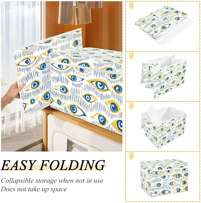 AIXIWAWA Lidded Storage Cube (Eyes Pattern) Fabric Foldable Closet Bins with Flip Lid and Handles Organizer Basket Container 16.5 x 12.6 x 11.8 IN