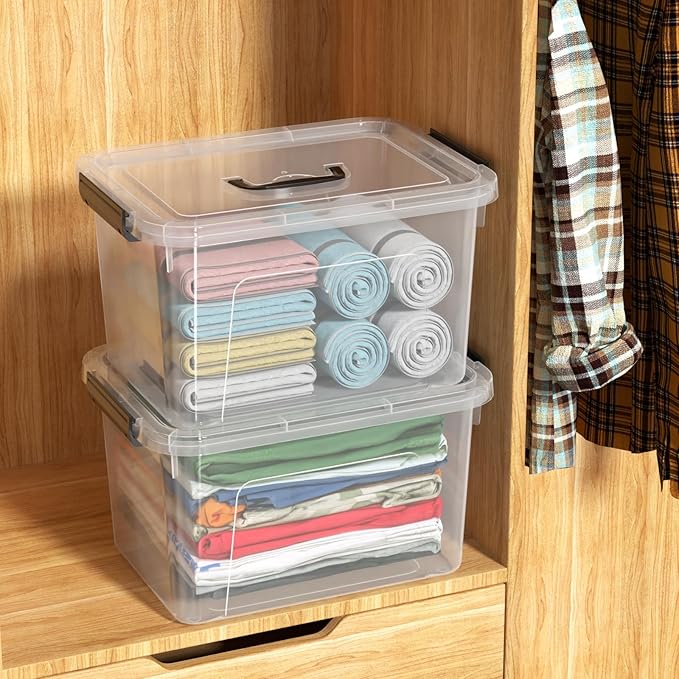 18 Quart Plastic Storage Bins with Lid 4 Packs Clear Latching Storage Box