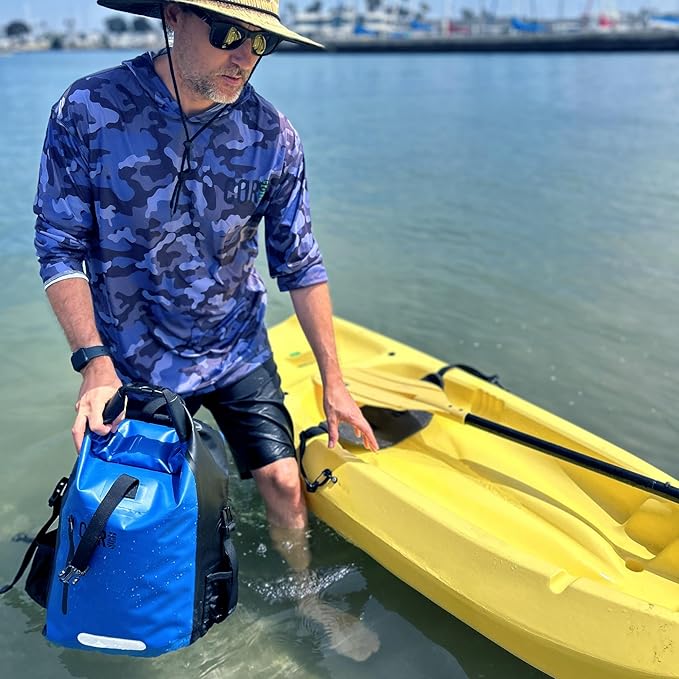 COR Surf Waterproof Dry Bag Backpack with Padded Laptop Sleeve Heavy Duty Roll-Top Pack (Dark Blue 40L)