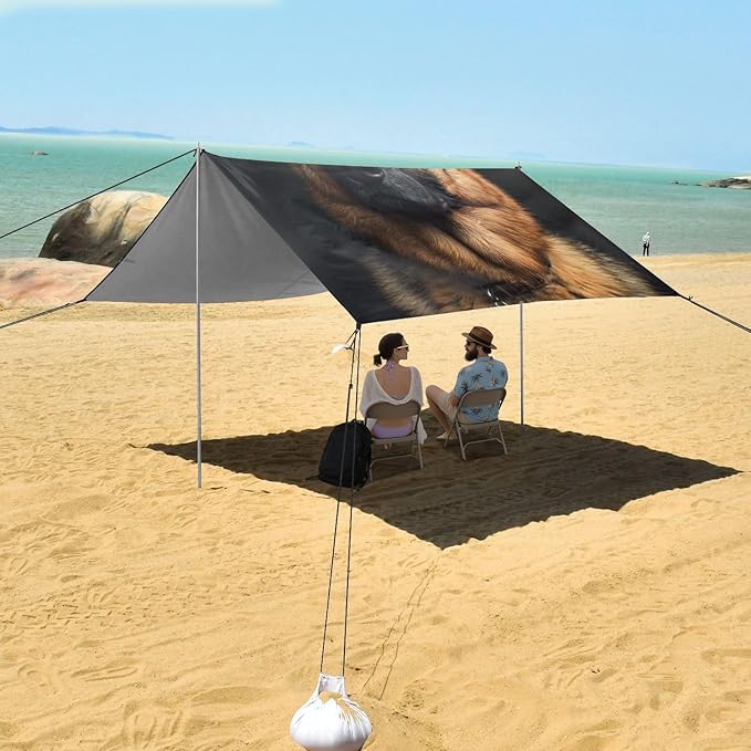 ALAZA German Shepherd Dog Portrait Beach Tent Sun Shelter Portable Canopy Sunshade for Outdoor Camping Picnics Backyard Fun 10x9 ft