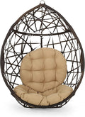 Christopher Knight Home Isaiah Indoor/Outdoor Wicker Tear Drop Hanging Chair (Stand Not Included) Multi-Brown and Tan