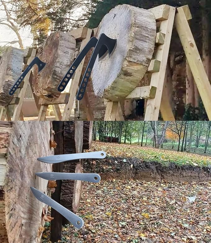 Throwing Axe Set Stainless Steel Throwing Set with Nylon Sheath and Full Tang Throwing Hatchet for Recreation and Competition